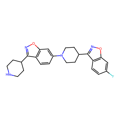 Chemical structure of 6-[4-(6-Fluoro-1,2-benzisoxazol-3-yl)-1-piperidinyl]-3-(4-piperidinyl)-1,2-benzisoxazole