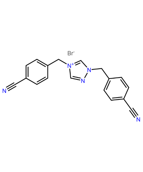 Chemical structure of 1,4-bis[(4-cyanophenyl)methyl]-1H-1,2,4-triazol-4-ium bromide