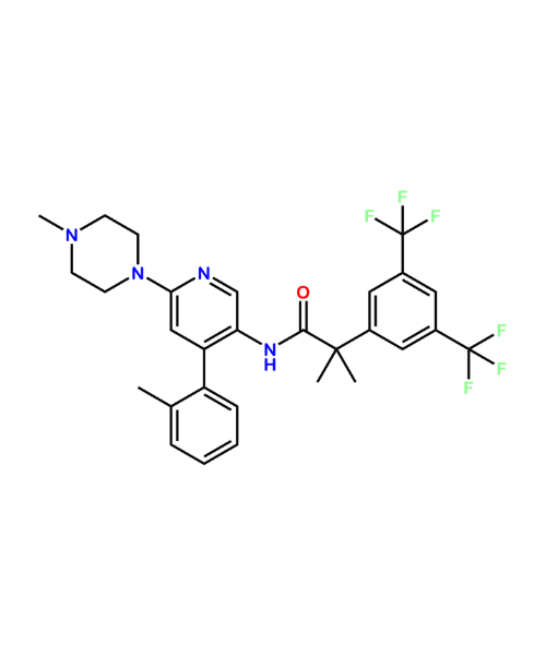 Chemical structure of Netupitant N-Desmethyl Impurity