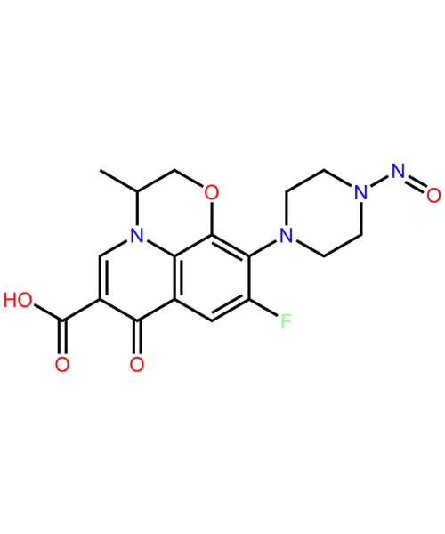 Chemical structure of N-Nitroso N-Desmethyl Ofloxacin