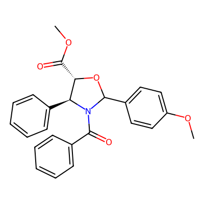 Chemical structure of (4S,5R)-3-Benzoyl-2-(4-methoxyphenyl)-4-phenyloxazolidine-5-carboxylic Acid methyl ester