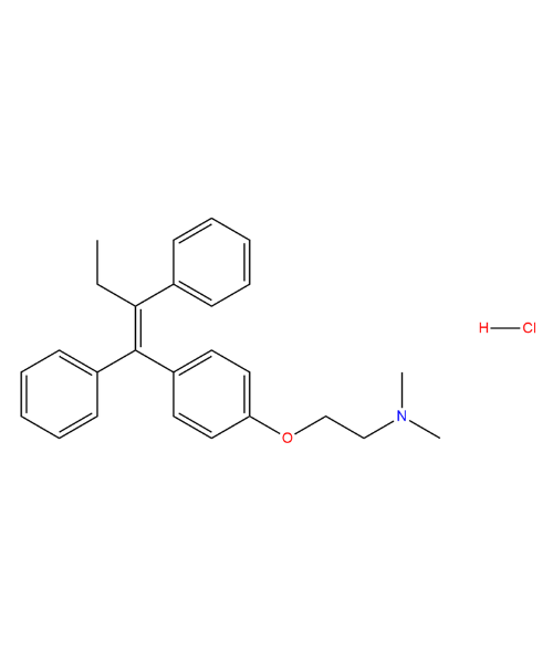 Chemical structure of Tamoxifen mixture of EZ isomers HCl