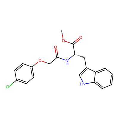 Chemical structure of L-Tryptophan, N-[2-(4-chlorophenoxy)acetyl]-methyl ester