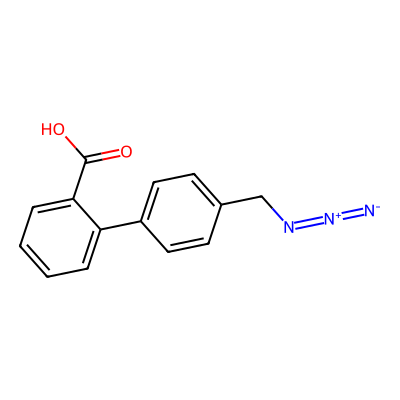 Chemical structure of 4'-(azidomethyl)-[1,1'-biphenyl]-2-metanoic acid (AZBA)