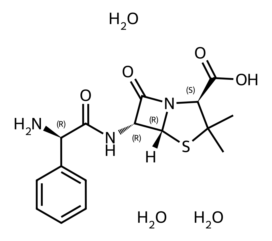 Chemical structure of Ampicillin Trihydrate